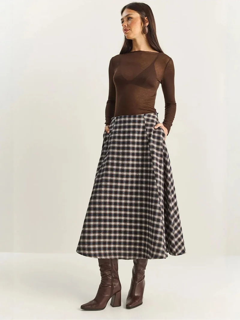 LUCCI High Waist Midi Skirt